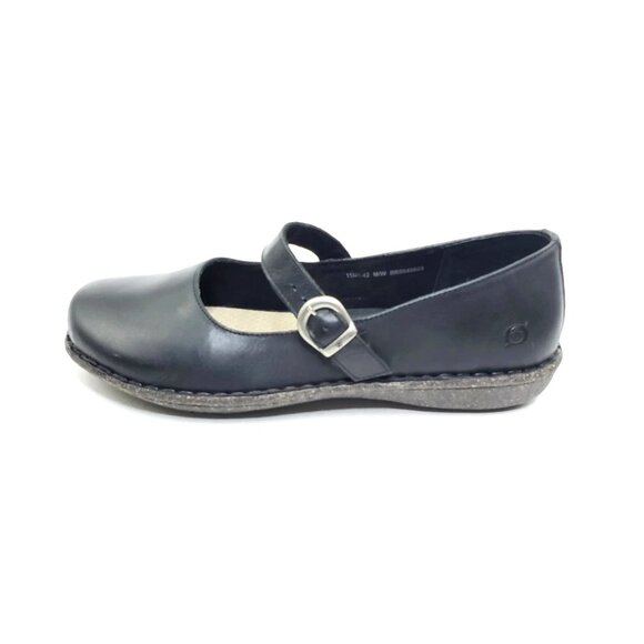 Born Basics Mary Jane Womens Buckle Comfort Flats Black Leather EU 41-42 US 11 - Picture 1 of 13